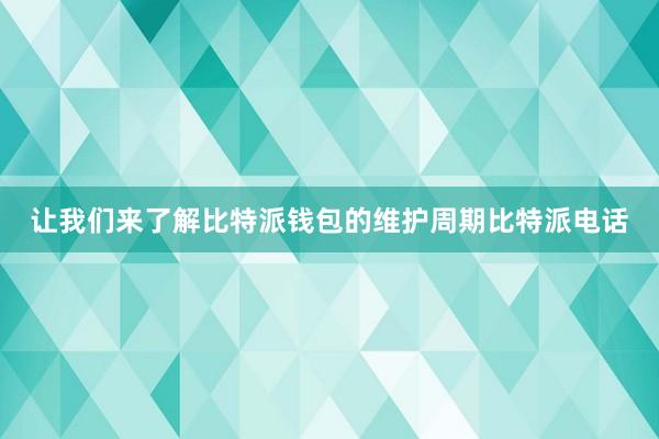 让我们来了解比特派钱包的维护周期比特派电话