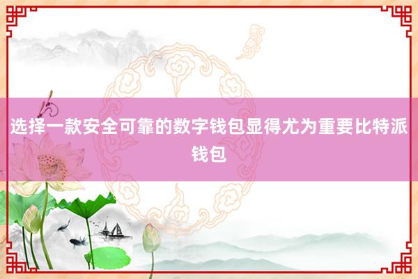 选择一款安全可靠的数字钱包显得尤为重要比特派钱包