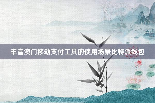 丰富澳门移动支付工具的使用场景比特派钱包