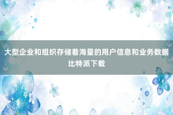 大型企业和组织存储着海量的用户信息和业务数据比特派下载