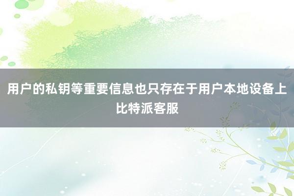 用户的私钥等重要信息也只存在于用户本地设备上比特派客服