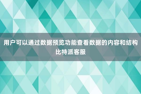 用户可以通过数据预览功能查看数据的内容和结构比特派客服