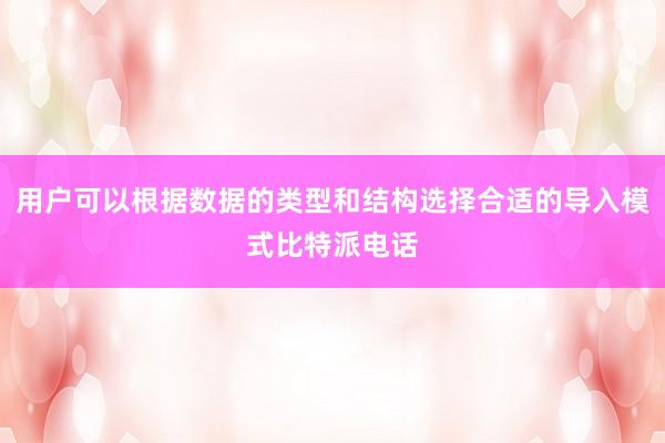 用户可以根据数据的类型和结构选择合适的导入模式比特派电话