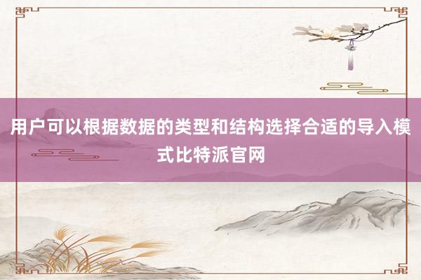 用户可以根据数据的类型和结构选择合适的导入模式比特派官网