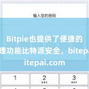 Bitpie也提供了便捷的资产管理功能比特派安全，bitepai.com